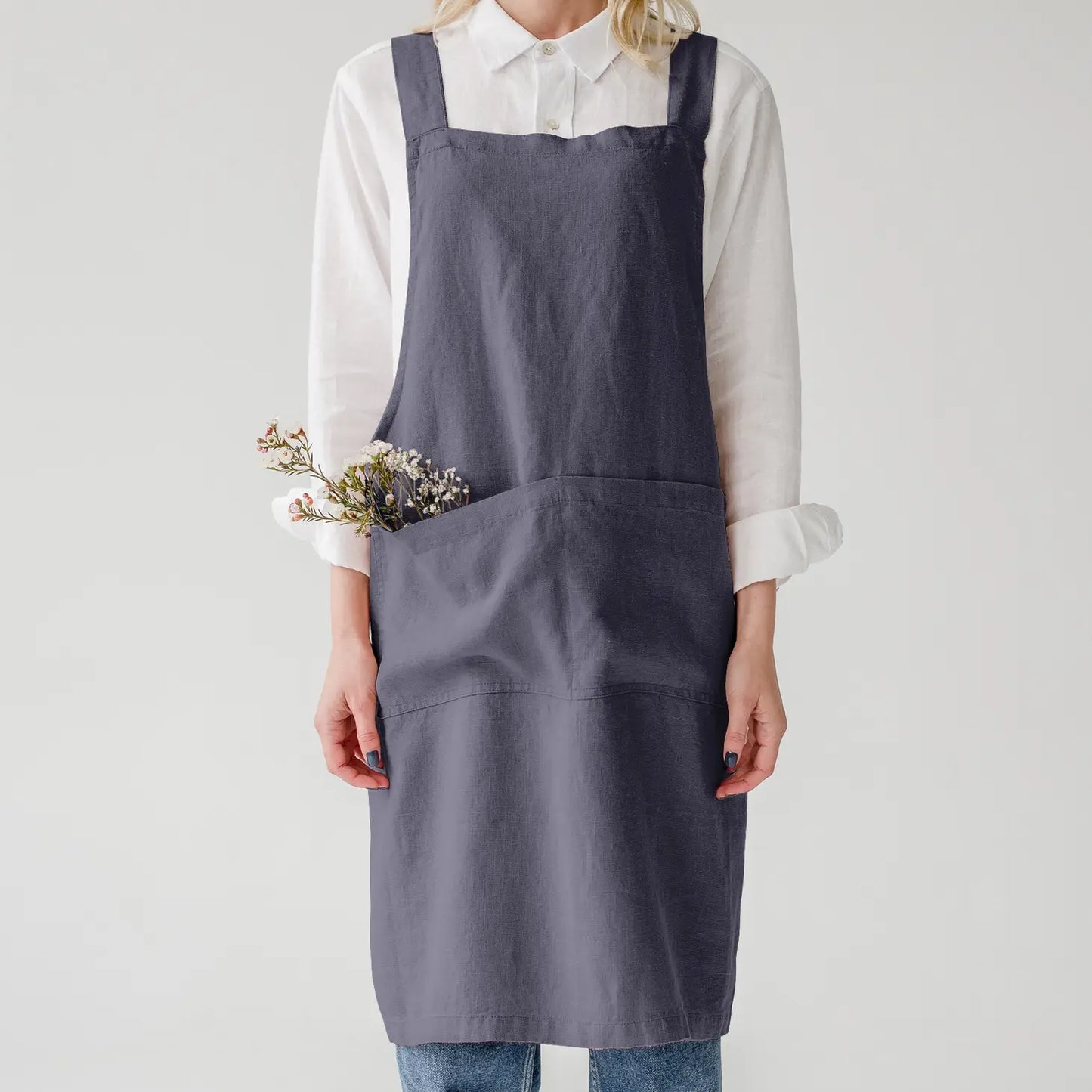 Tablier D'artisan croisé en lin naturel