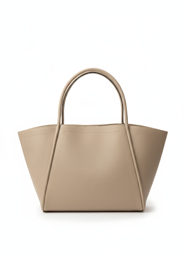 "Sac Mina grand format en cuir beige crème – vue de face – Galerie Mellah"